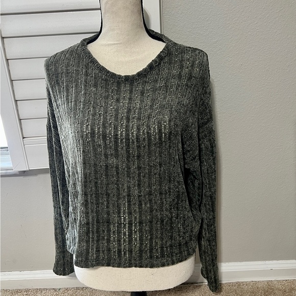 Hollister Sweater size L Olive Green Chunky Knit Long Sleeve Slouchy Slub - Picture 7 of 7